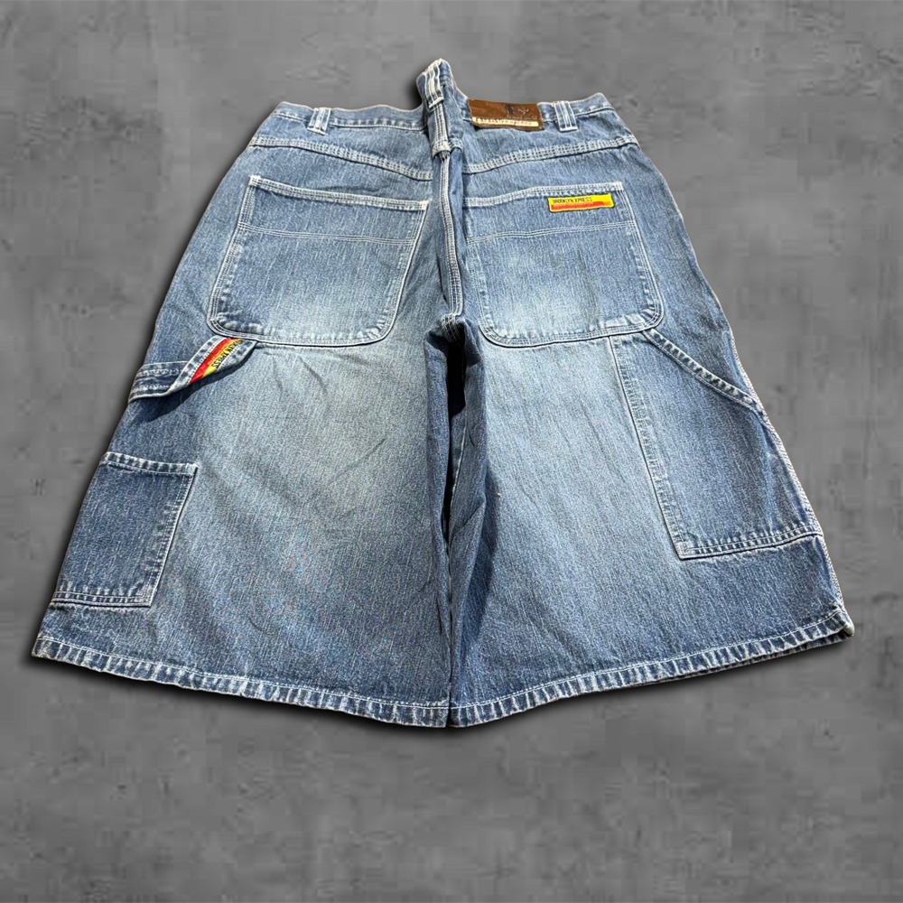 Y2K Baggy Wide Leg Medium Wash Brooklyn Xpress Skater 2000s Hip Hop Shorts
